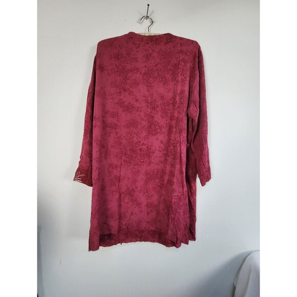 Legends By Sunisha Womens Floral Print Tunic Jacket Size Medium Red Lightweight - Picture 2 of 8